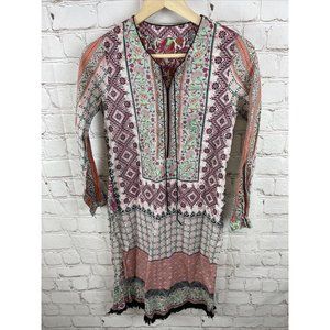 Ethnic Outfitters Pakistani Kurti Womens With White Tassels Floral Printed XS